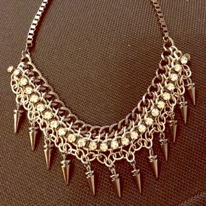 Silver statement choker necklace.